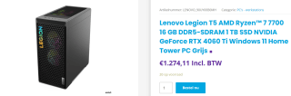 Lenovo Legion T5 desktop PC voor €1274,11 bij Techfabrique