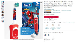 Cepillo Eléctrico Infantil Oral B Spiderman por $341 en Amazon