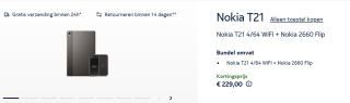 Nokia T21 64GB Grijs + gratis Nokia 2660 Flip voor €206,10 bij Nokia