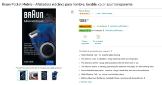 Afeitadora Braun Pocket Mobile por $385 en Amazon