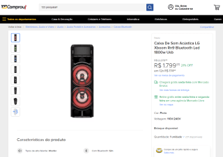 Caixa De Som da LG, modelo Xboom Rn9 - R$ 1.799,85