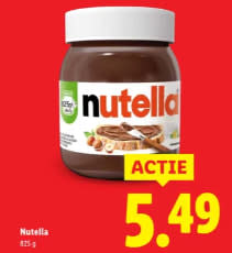 Nutella 825gr voor €5,49 bij de Lidl