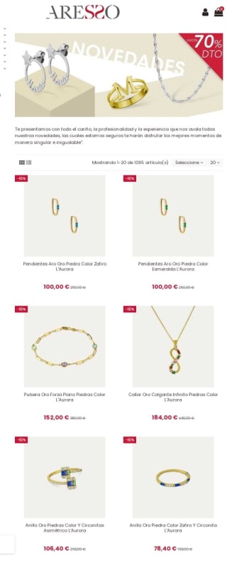 Hasta -70% de Descuento en Joyerías Aresso.