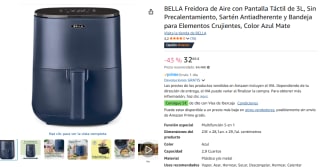 BELLA Freidora de Aire con Pantalla Táctil de 3L de 1400W por 32,66€