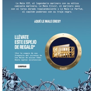 Por la compra de una fragancia de 50ml JEAN PAUL GAULTIER, regalo de espejo