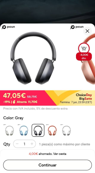 Picun-auriculares inalámbricos F6, dispositivo con cancelación activa de ruido, 38,96€