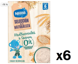 6 Paquetes de Nestlé Papilla de cereales, Selección de la naturaleza, Multicereales & Quinoa, desde 6 meses, 270 gr por 5.94€