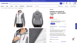 QUECHUA Sudadera con Capucha NH100 Hybrid por 17,09€