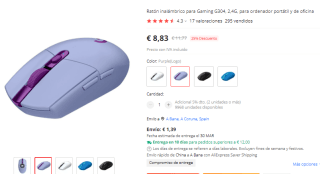 Raton gaming en varios colors por solo 8.83€