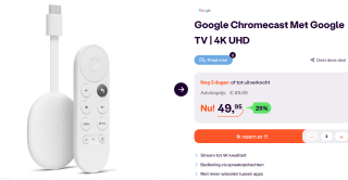 Google Chromecast 4K met Google TV voor €49,95 bij iBOOD