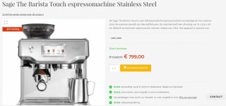 Sage the Barista Touch Volledig automatisch Espressomachine voor €799 bij Kookwinkel
