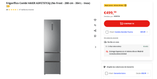 Frigorífico Combi HAIER A3FE737CGJ por 499€