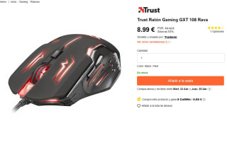 Ratón Gaming Trust Gaming GXT 108 Rava/ Hasta 2000 DPI por 8,99€