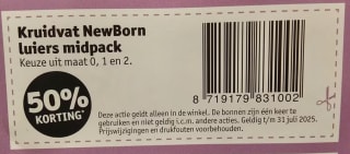 50% korting op midpack maat 0 t/m 3 Kruidvat luiers