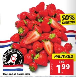 500 Gram aardbeien voor €1,99 bij de Lidl