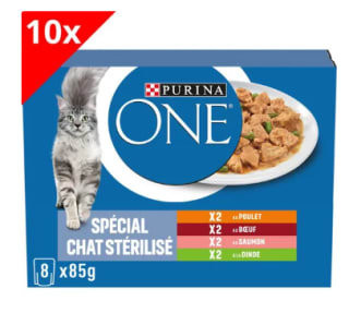 PURINA ONE Chat Stérilisé - Multivariétés - 80 x 85 g - Sachets fraîcheur pour chats adultes