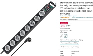 Stekkerdoos 8-voudig | Brennenstuhl | 2.5 meter (Schakelaar, Zwart) voor €20,90 bij Amazon
