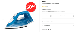 Plancha de Vapor Black+Decker por $250 en Waldo's