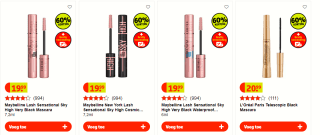 60% korting op heel veel mascara's bij Kruidvat