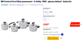 BK Conical Cool Glas 4-delige pannenset voor €129,90 bij Bol