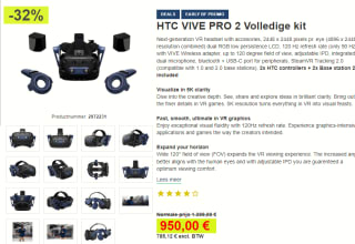 HTC Vive Pro 2 Full Kit voor €950 bij Proshop