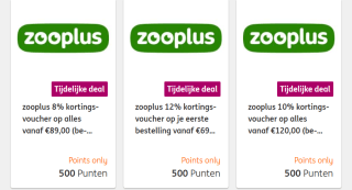 Tot 12% korting bij Zooplus voor 500 ING rentepunten.