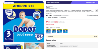 Dodot Bebé Seco Pack Ahorro, Tallas 3 a 6 por 37,95€