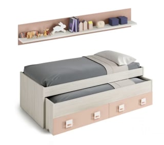 Cama doble juvenil + estante Nube por solo 149,81€