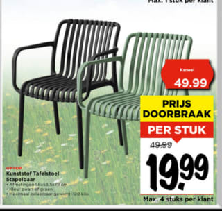 Kunststof tuinstoel voor €19,99 bij de Vomar