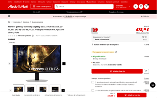 Samsung Odyssey G6 Monitor Gaming 27" por 478,51€