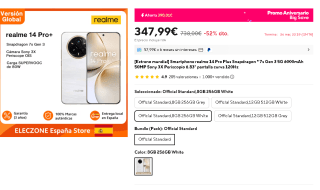 realme 14 Pro Plus Snapdragon 7s Gen 3 8GB 256GB por 347,99€