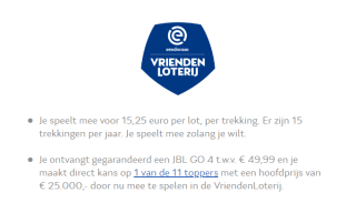 JBL GO 4 t.w.v. € 49,99, gratis bij 1 maand meespelen Vriendenloterij