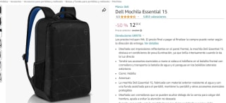 Mochila Dell Essential 15 por 12.50€
