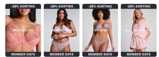 20% korting vanaf 2 artikelen tijdens de Hunkemöller member days