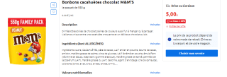 Paquets de chocolat M&M's peanuts family à 5€