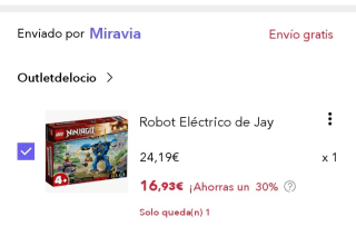 LEGO 71740 Ninjago Robot Eléctrico de Jay por 15€.