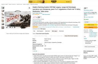 Hasbro Gaming Avalon Hill Risk Legacy versión española por 29,91€