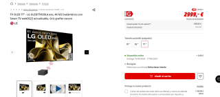 TV OLED 77" LG OLED77M39LA evo, 4K M3 Inalámbrico con Smart TV webOS23 por 2999€