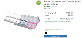8 Pares de Calcetines Puma por $299 en Costco
