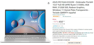Ordenador Portatil ASUS M515UA-EJ522W AMD Ryzen 5 5500U/8GB/512GB SSD/15.6" por 450.81€