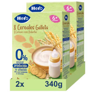 Pack 2 und Hero Baby Pack Papillas 8 Cereales con Galleta María 340g por 3,39€