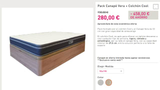 Pack Canapé Vera + Colchón Cool por 260€