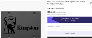 SSD Kingston A400 480GB SA400S37/480G Sata3 por 17.50€