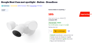 Google Nest Cam met spotlight - Buiten - Draadloos voor €185 bij Bol