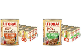 LITORAL Hoy Legumbres Alubias con su sofrito Pack de 15x430g + Lentejas con su sofrito - Paquete de 15 x 425g por 25,94€.