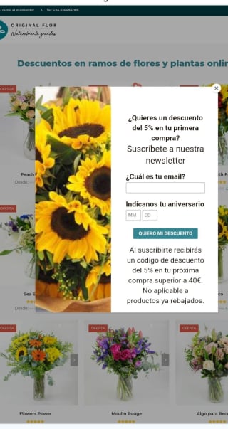 -5% de Descuento en Ramos de flores.