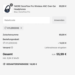 Auriculares 1MORE SonoFlow Pro Wireless ANC Over-Ear Headphones por solo 55,99€