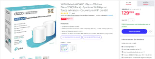 2 Routeurs TP-link Deco X60 AX5400 à 129,99€