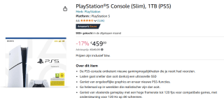 Playstation 5 Slim Disc voor €459 bij Amazon