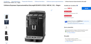 Cafetera Expresso Superautomática DeLonghi ECAM13.123.B por 269€